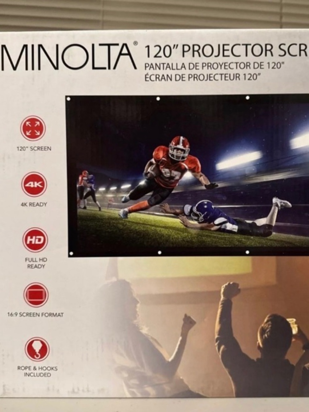 Minolta 120” Projector Screen 4K Full HD Ready 16:9 Screen Format NEW